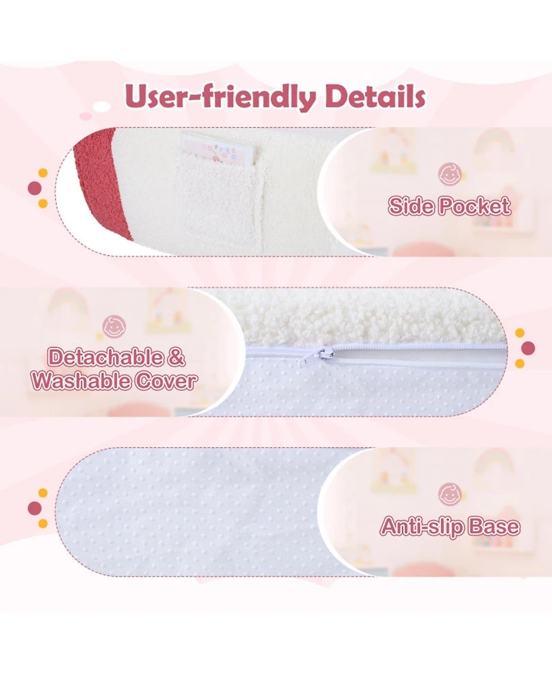 Sugift Kids Foam Couch with Soft Teddy Fleece Cover and Carry Handle