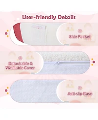 Sugift Kids Foam Couch with Soft Teddy Fleece Cover and Carry Handle