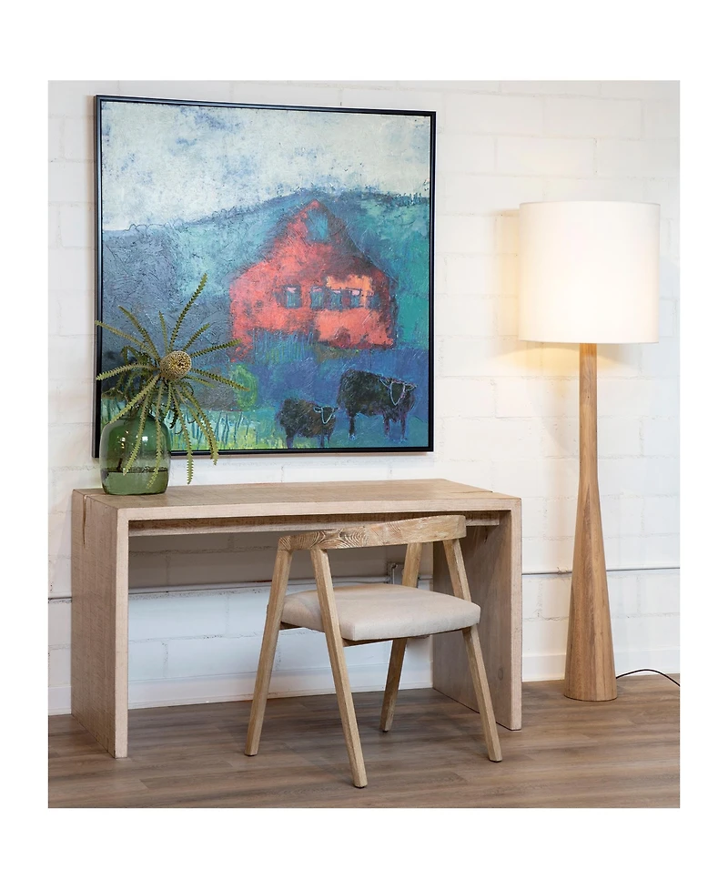 Dovetail Furniture Jalen Oak Wood Dining Chair with Linen Upholstered Seat