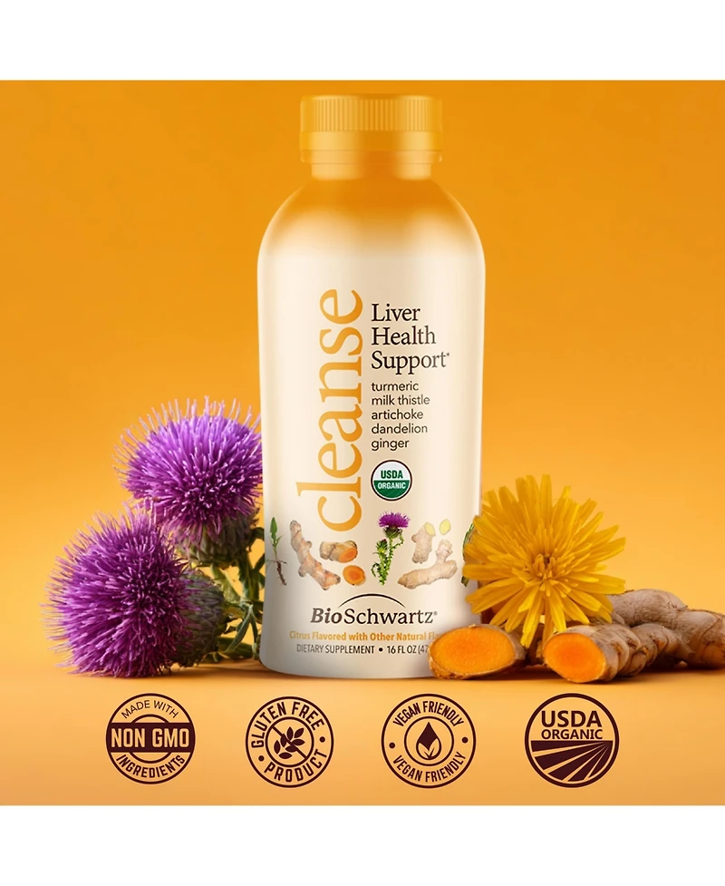 BioSchwartz Liver Support Supplement with Turmeric, Ginger, Milk Thistle, Artichoke and Dandelion, Citrus Flavor, 16 fl oz (3-Pack)