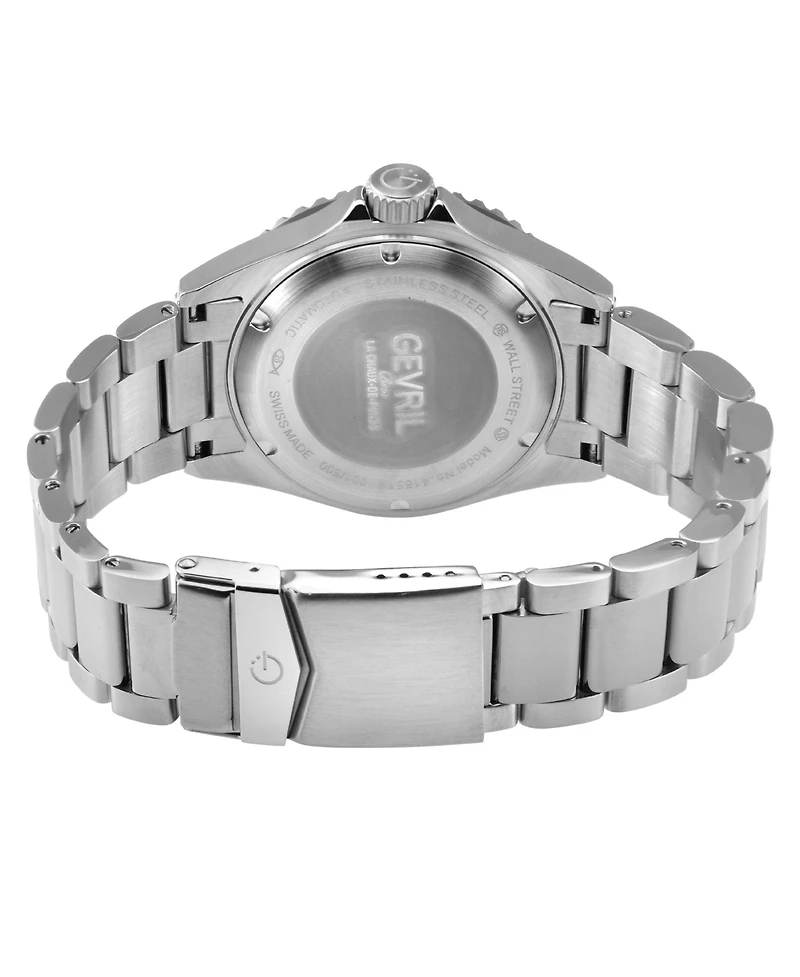 Gevril Men's Swiss Made Wall Street Swiss Automatic Silver Stainless Steel Bracelet Watch