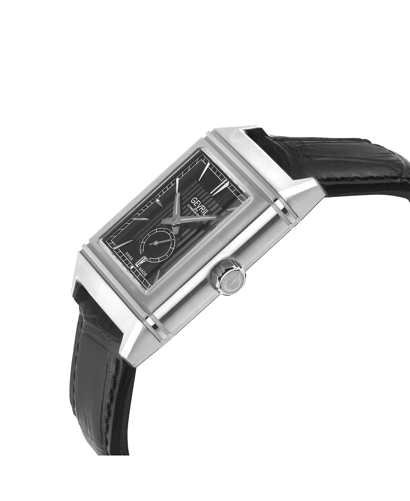 Gevril Men's Swiss Made Time Square Swiss Automatic Italian Leather Strap Watch