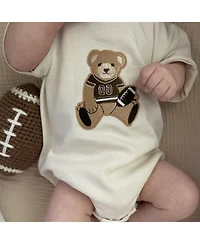 Sweet Wink Baby Boys Teddy Bear Patch Short Sleeve Romper
