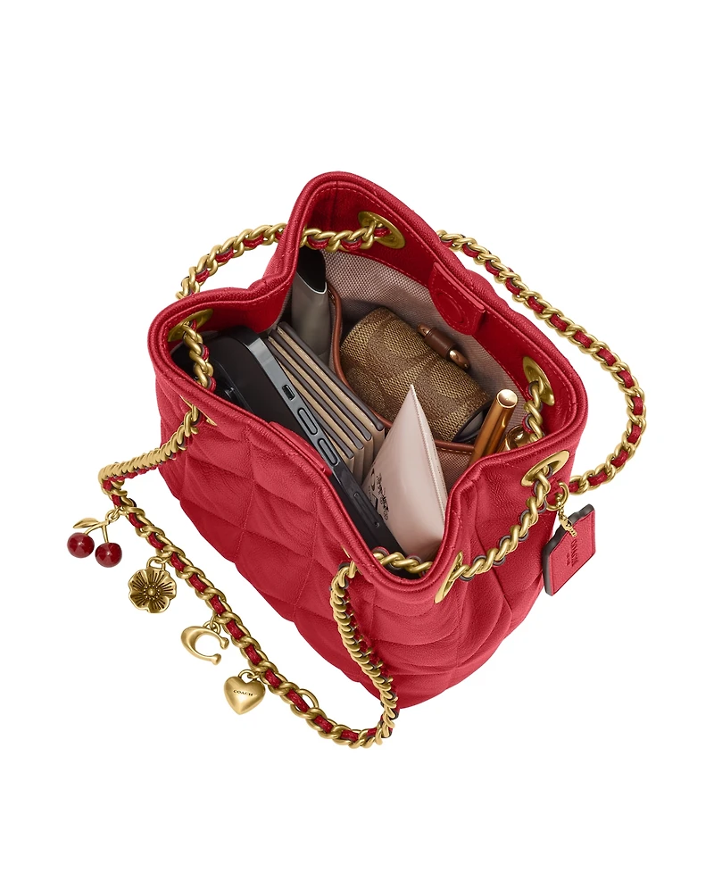 Coach Quilted Leather Jade Drawstring Mini Crossbody Handbag
