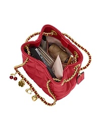 Coach Quilted Leather Jade Drawstring Mini Crossbody Handbag