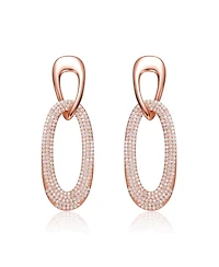 18k Rose Gold Plated with Cubic Zirconia Raindrop Dangle Earrings in Sterling Silver