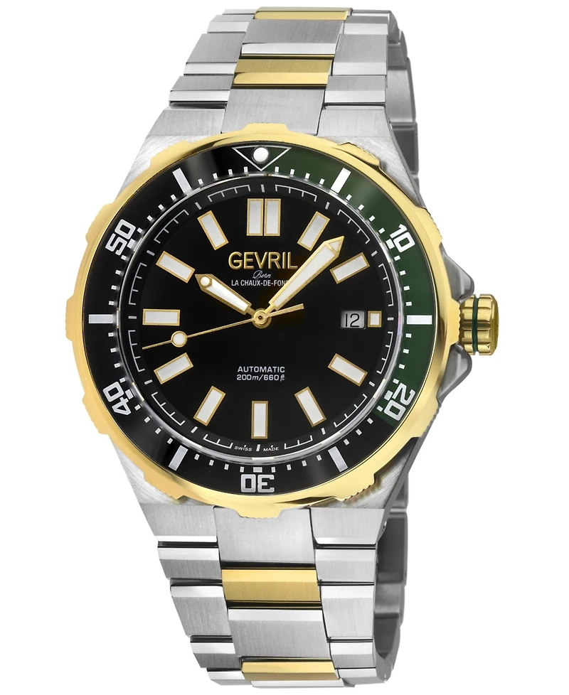 Gevril Men's Swiss Made Ticonic Swiss Automatic Two tone Stainless Steel Bracelet Watch