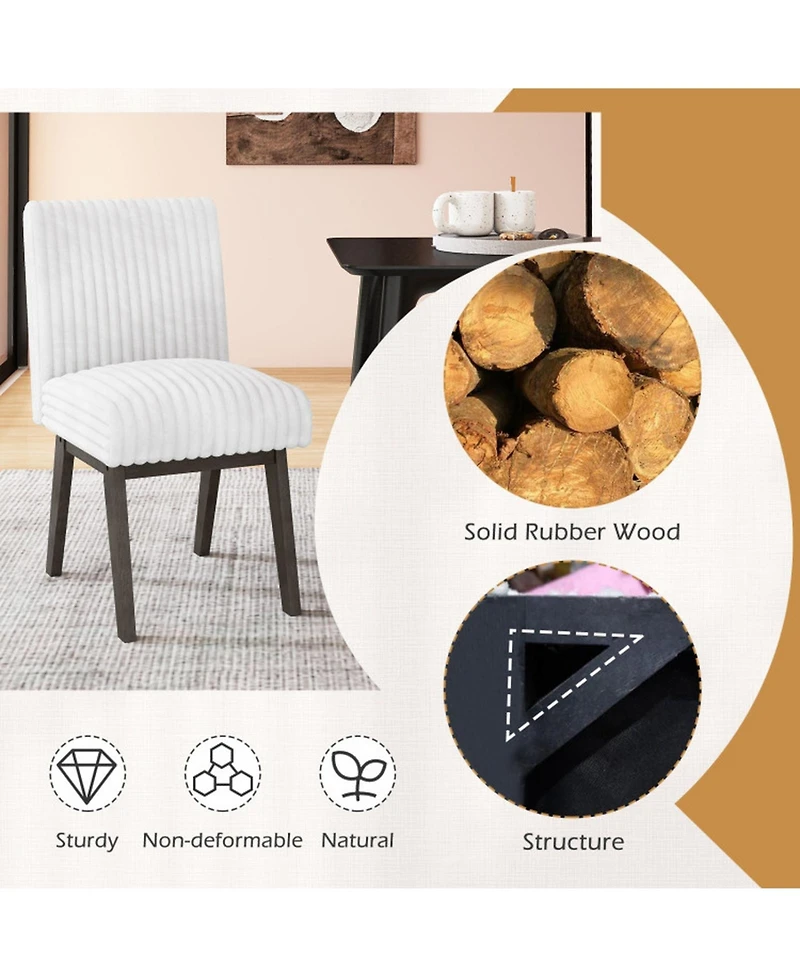 Sugift Fabric Upholstered Kitchen Chairs Set of 4 with Channel Tufted Back