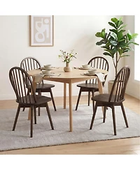 Sugift Swivel Windsor Dining Chairs Set of 4 with Rubber Wood Frame
