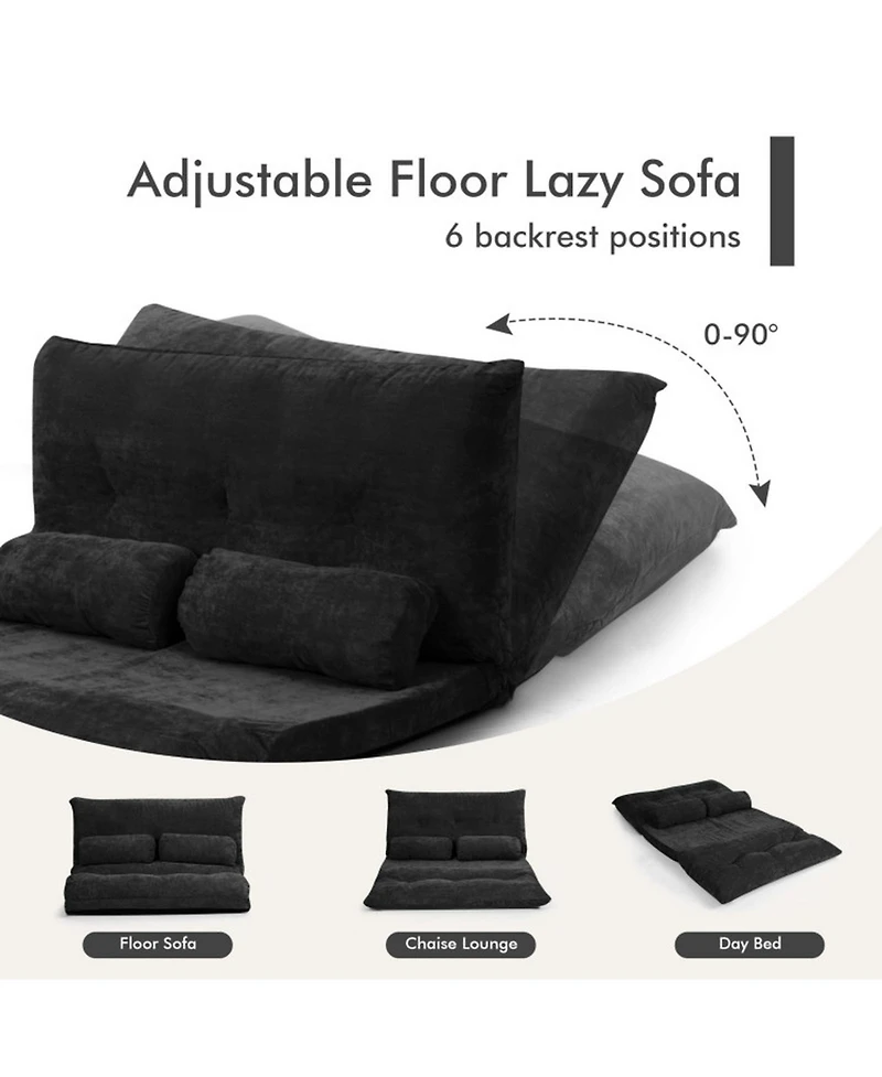 Sugift 6-Position Adjustable Sleeper Lounge Floor Couch with 2 Pillows