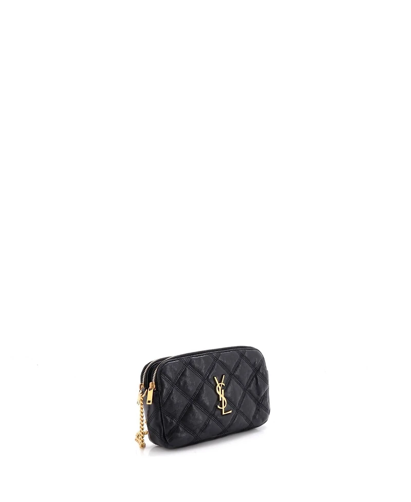 Pre-Owned Saint Laurent Mini Becky Double Zip Crossbody Bag Quilted Leather