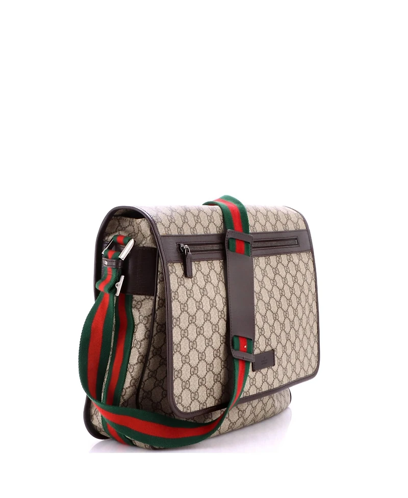 Pre-Owned Gucci Large Web Strap Messenger Bag Gg Coated Canvas