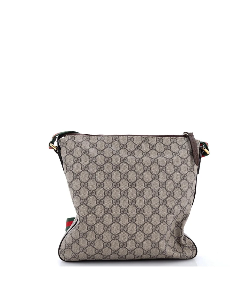 Pre-Owned Gucci Medium Courrier Zip Messenger Gg Coated Canvas with Applique