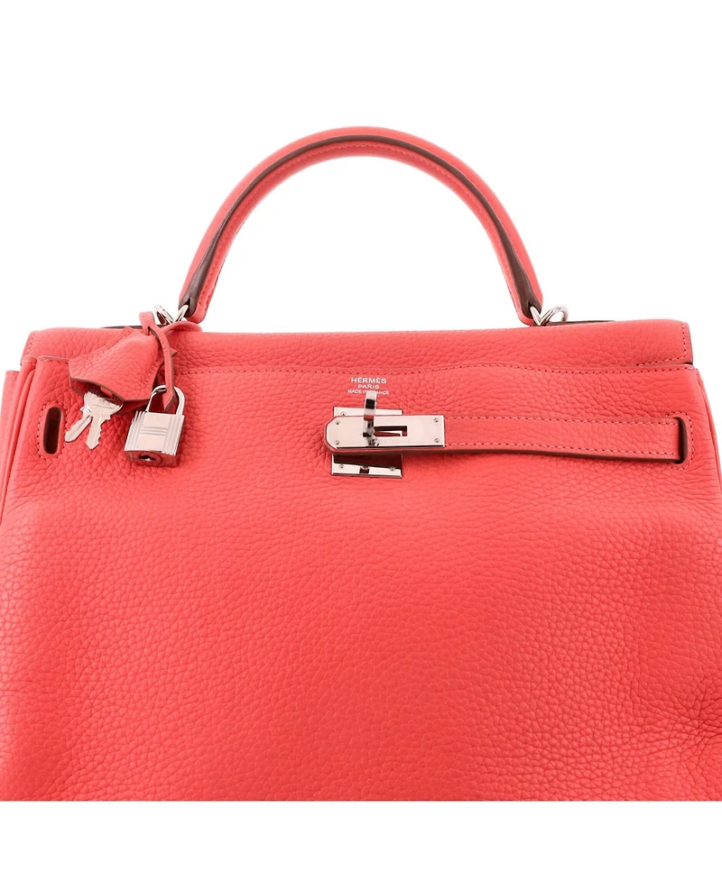 Pre-Owned HERMES Kelly Handbag Clemence with Palladium Hardware