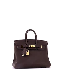 Pre-Owned Hermes Birkin 25 Handbag Brown Barenia Faubourg with Gold Hardware
