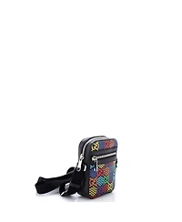 Pre-Owned Gucci Mini Front Zip Messenger Bag Psychedelic Print Gg Coated Canvas
