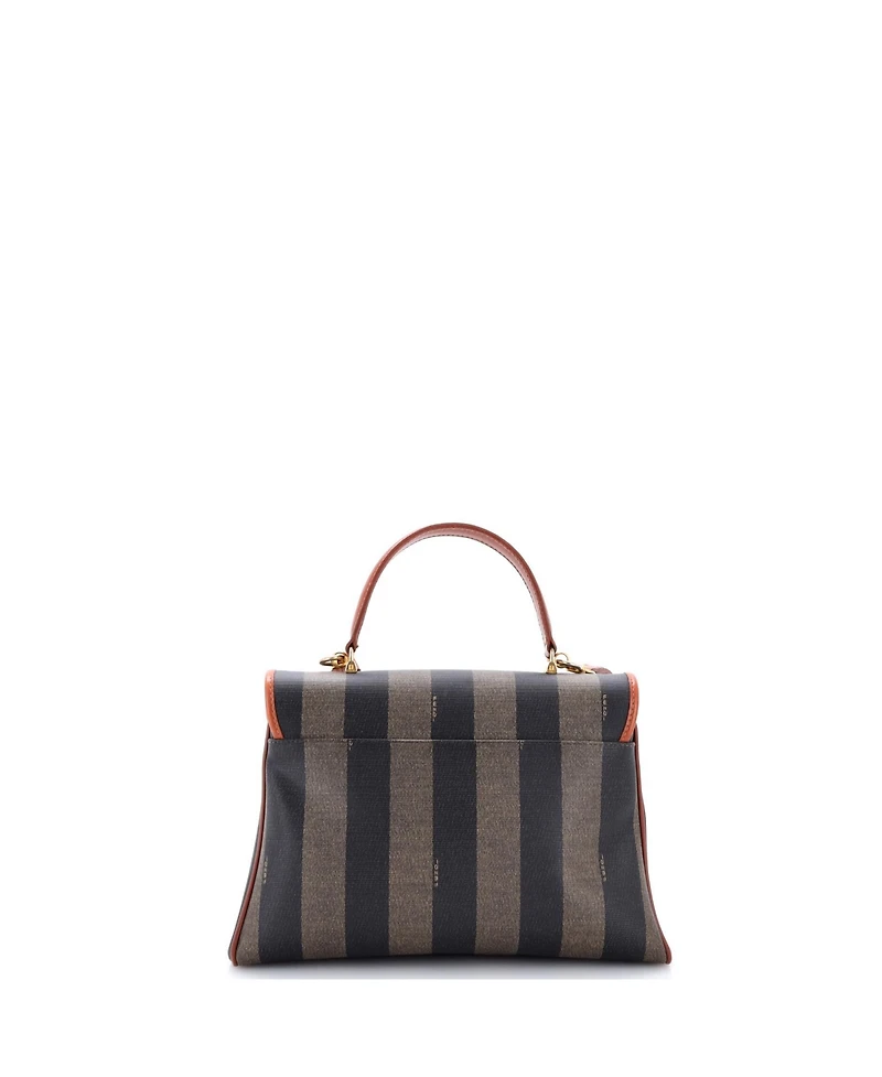 Pre-Owned Fendi Medium Convertible Pequin Top Handle Tote Coated Canvas with Leather