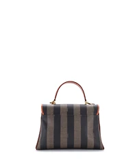 Pre-Owned Fendi Medium Convertible Pequin Top Handle Tote Coated Canvas with Leather