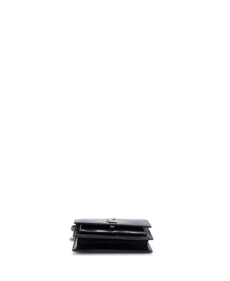 Pre-Owned Saint Laurent Sunset Top Handle Chain Wallet Embossed Leather