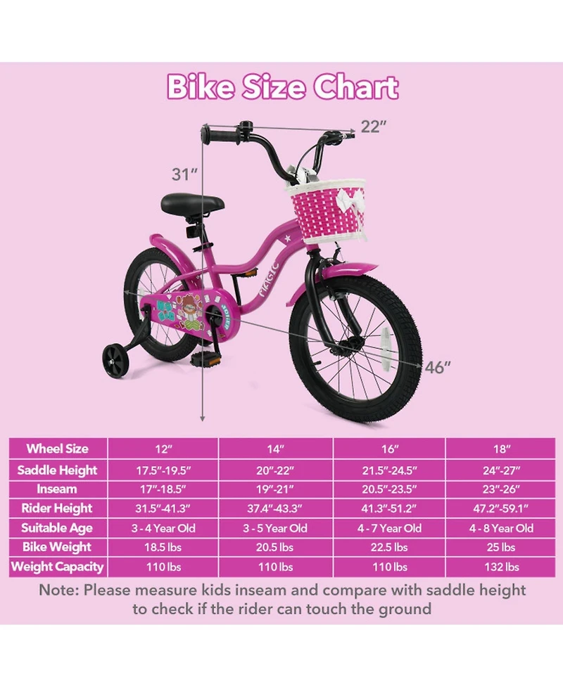 Sugift 16 in Kids Bike with Training Wheels for Ages 4-7 Years Old