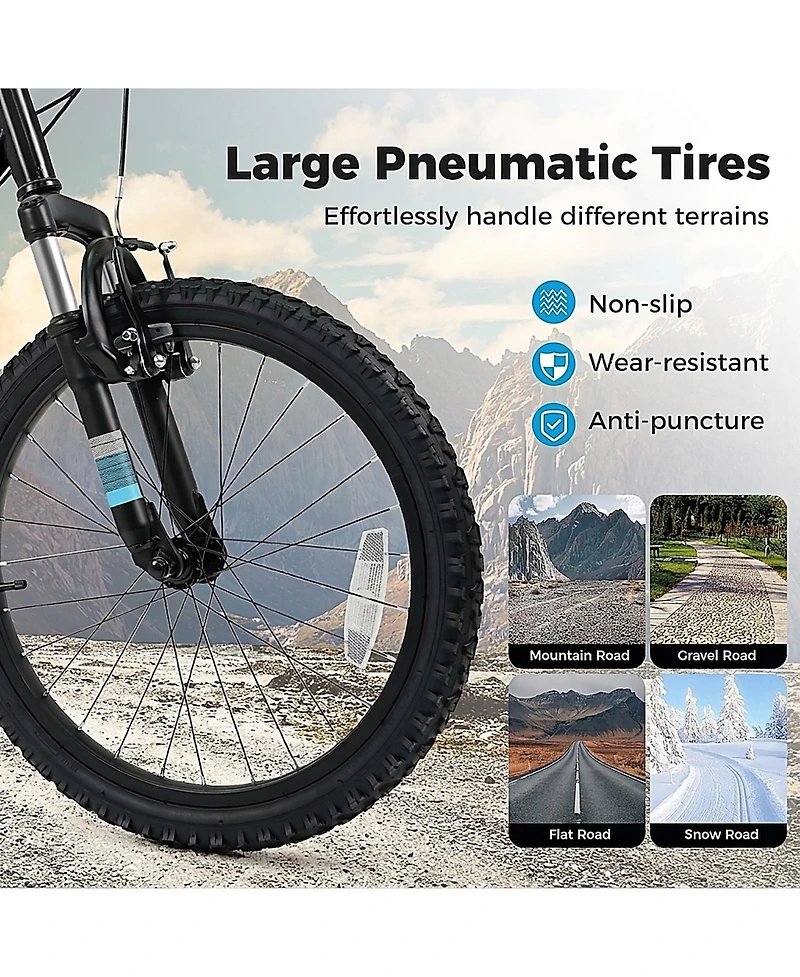 Sugift 20" Kids' Mountain Bike with 6-Speed and Front Suspension Fork, Ages 8+