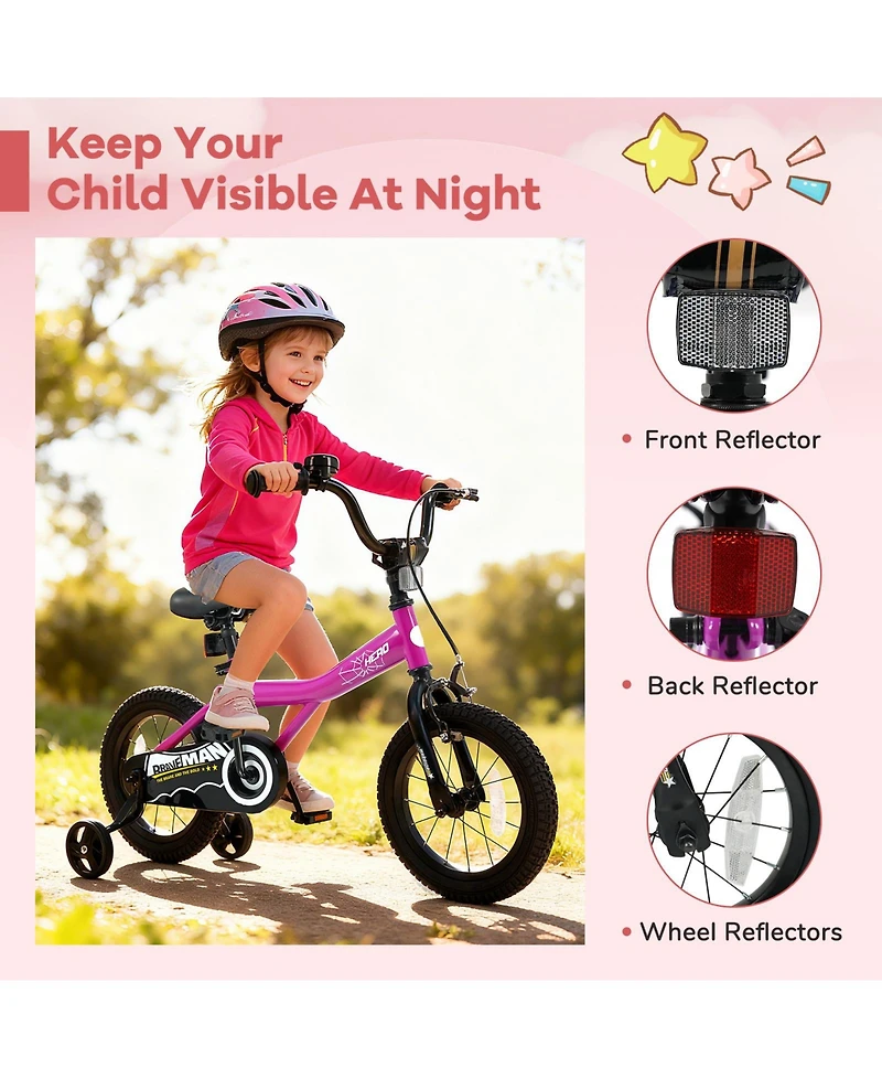 Sugift Brave Hero 14-Inch Kids Bike With Removable Training Wheels, Ages 3-8