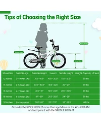 Sugift 20" Adjustable Kids Bike with Storage Basket, Ages 8+