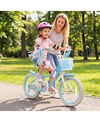 Sugift 16 in Mermaid Adjustable Kids' Bike with Training Wheels, Ages 3-7