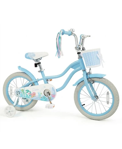 Sugift 16 in Mermaid Adjustable Kids' Bike with Training Wheels, Ages 3-7