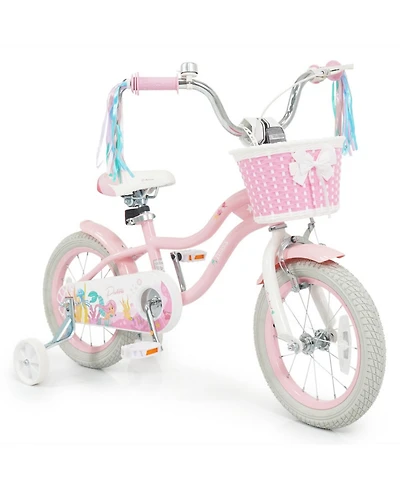 Sugift 14 in Kids Bike Adjustable with Basket and Streamers for Girls Aged 3-5 Years Old