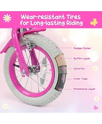 Sugift 12" Girls Bike with Front Bag and Streamers, Ages 3-4