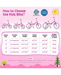 Sugift 14-Inch Adjustable Girls Bike with Dual Brake System and Training Wheels, Ages 3-5