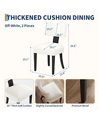 homfan Dining Chairs Set of 2, Mid Century Upholstered Chairs with Linen Fabric, Modern Armless Kitchen Chairs with Brown Wood Legs for Living Room