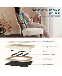 homfan Dining Chairs Set of 4 Mid Century Upholstered Linen Fabric Armless Kitchen Chairs with Wood Legs Ergonomic Comfort for Dining Room Living Room