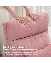 homfan Soft Teddy Fleece Rocking Chair Modern Nursery Glider Chair with Side Pockets and Pillow Extendable Footrest Upholstered Rocker for Living Room