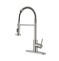 Busdays Brushed Nickel Kitchen Faucet with Pull Down Sprayer 1 Handle for 1 or 3 Hole Farmhouse Camper Laundry Rv Wet Bar Sink Stainless Steel
