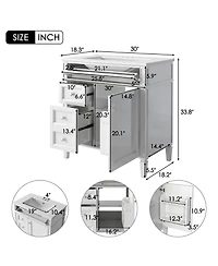 Busdays 30 Inch Bathroom Vanity with Top Sink Modern Storage Cabinet with 2 Drawers and a Tip Out Drawer Single Sink