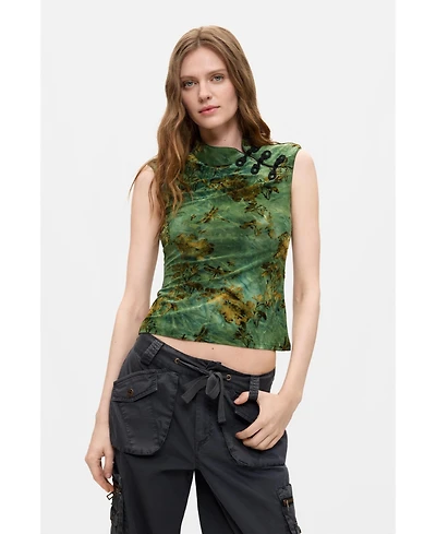 Desigual Women's Flocked Printed Sleeveless Blouse