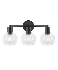 Busdays 3 Light Globe Bathroom Vanity Light Modern Industrial Metal Wall Sconce with Clear Glass Shades for Bedroom Hallway No Bulbs