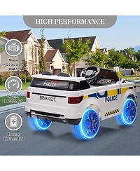 homfan 12V Electric Ride-On Police Car with Remote Control & Led Flashing Lights, Ages 3+
