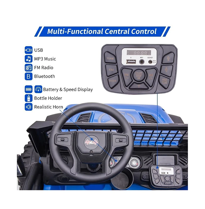 homfan 24V Remote-Control 2-Seater Ride-On Truck with Led Lights, Ages 3–8