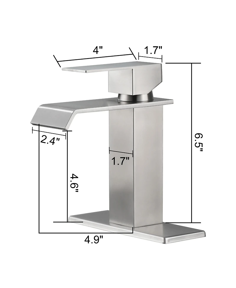 Busdays Waterfall Spout Single Handle Bathroom Vanity Sink Faucet