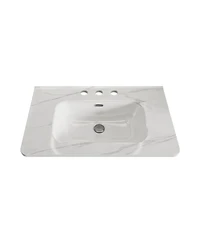 Busdays Carrara Ceramic Integrated Basin Sink for Bathroom Vanity No Drain Included