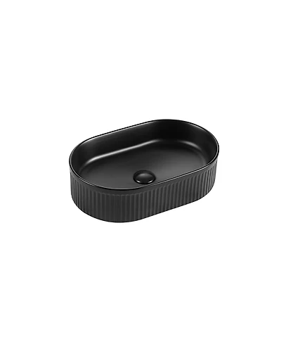 Busdays Oval Integrated Ceramic Bathroom Basin No Drain No Faucet Included