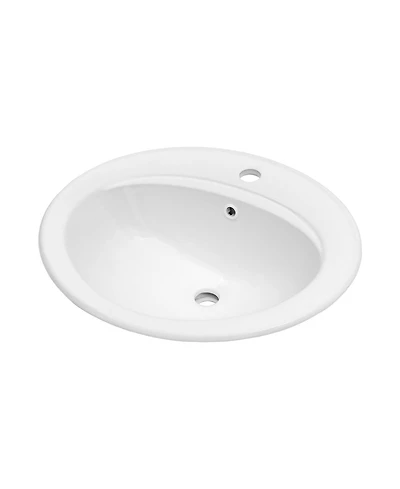 Busdays 21.8 x 19.5 Inch Porcelain Drop In Bathroom Sink Ceramic Vitreous Above Counter Vanity Lavatory Sink