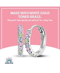 Chanteur Girls /Girl/Round Multi-color Cz White Gold Palladium Plating Huggie Hoop Earring