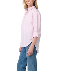 Gloria Vanderbilt Women's Point-Collar Convertible Long-Sleeve High-Low Shirt