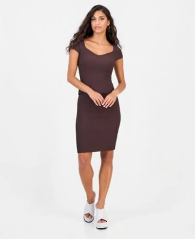 Guess Womens Ottoman Curve Sweetheart Short Sleeve Sweater High Waisted Pencil Sweater Skirt