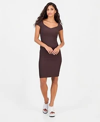 Guess Womens Ottoman Curve Sweetheart Short Sleeve Sweater High Waisted Pencil Sweater Skirt