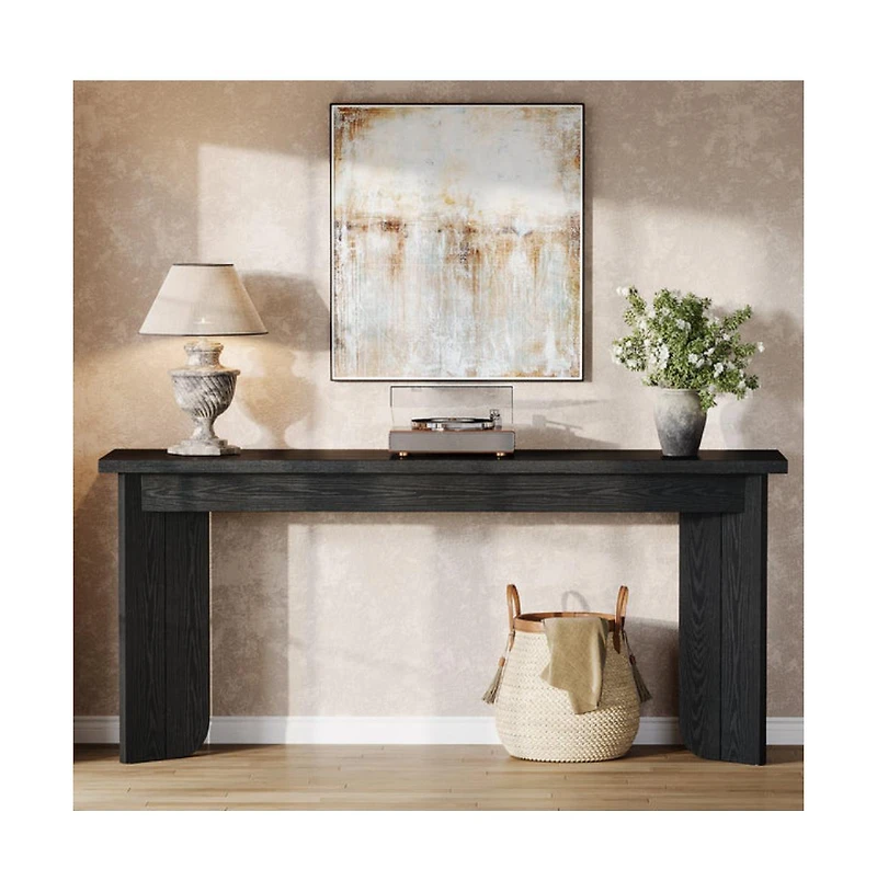 Slickblue Wood Console Table with Double Pedestal Base